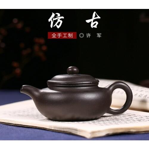 Undressed ore recommended pure manual teapot household kung fu tea set suit black gold sand ball hole of the ancients
