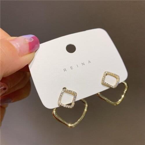 2020 New Fashion Womens Earrings Simple Fine Zircon Geometry Earrings for Women Bijoux Korean Girl Party Jewelry Gift Wholesale