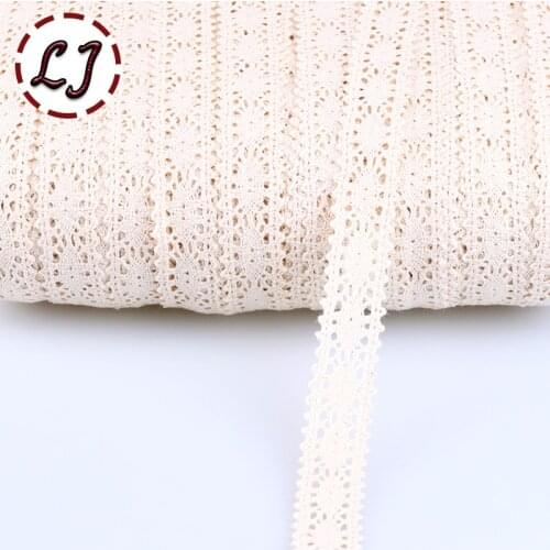 New hot sale 5yd/lot high quality beige design lace fabric ribbon cotton lace trim crafts sewing material accessories DIY