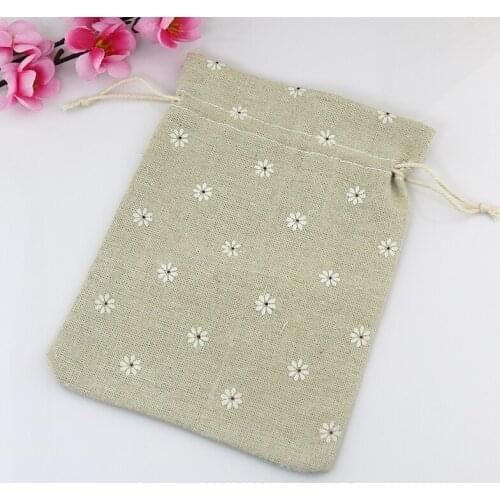 Wholesale 100pcs 10*14cm Snowflake Print Cotton Bags Drawstring Muslin Gift Bag Pouches Cute Charms Watch Jewelry Packaging Bags