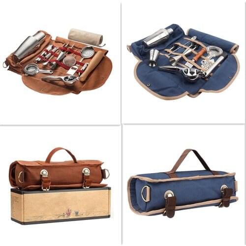 Bar Bartender Carrying Bag Creative Bartender Canvas Toolkit Pack Bartender Bag Cocktail Shaker Set Storage Bag Only