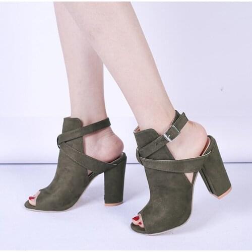 Gladiator Sandals Fashion Women Sandals High Heels Open Toe Ankle Strap Elastic Band Shoes Pumps Black 35-43