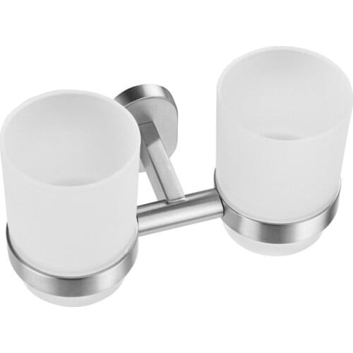 Gargle Toothbrush Rack Couples Cup Bathroom Pendant 304 Stainless Steel Glass Double Cup Rack Bathroom