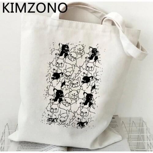 French Bulldog shopping bag tote cotton eco recycle bag bag reciclaje net reusable string sac tissu