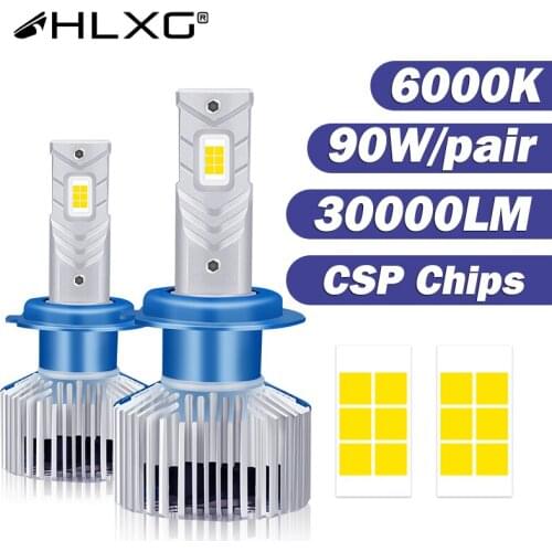 HLXG HB3 HB4 LED luces H8 H9 h7 bulb lamp luz led 6000K H4 led lampada H11 9005 9006 led headlight auto car Light 12V h7 30000LM