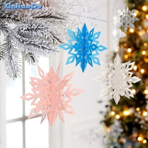 6PCS Frozen Party Snowflake Ornaments Christmas Decoration For Home Paper Garland Christmas Crafting Decorating Xmas Party Decor
