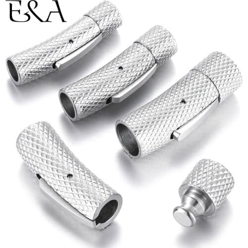 2pcs Stainless Steel Bayonet Clasp 5mm 6mm 8mm Curved Tube Push Lock Closure Leather Bracelet Clasps DIY Jewelry Making Supplies