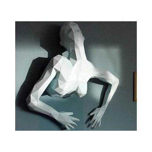 Women Paper Model Climbing Out Of The Wall Wall Wall Decoration Wall Decoration Home Bar Wall Diy Paper Cutting