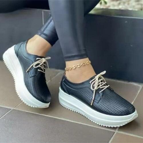 Plus size 2021 autumn new casual round head sponge cake with breathable womens casual shoes