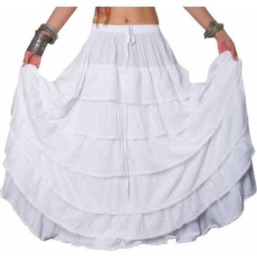 10 Yards Women Tribal Bellydance Skirt Solid Color Double Layers Cotton Skirt Full Circle Belly Dance Gypsy Skirts ATS