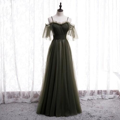 Bespoke Occasion Dresses Illusion V-Neck Short Luxury Army Green Spaghetti Strap Pleat Backless Women Formal Evening Gown HB259