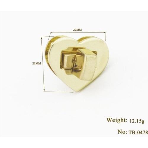 10 pieces/lot) luggage hardware accessories quality love shape twist lock handbag metal accessories