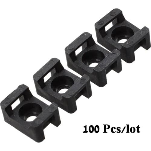 100Pcs Black 4.5mm Width Cable Tie Saddle Type Mount Base Wire Holder USB Charging Data Line Cable Winder Universal