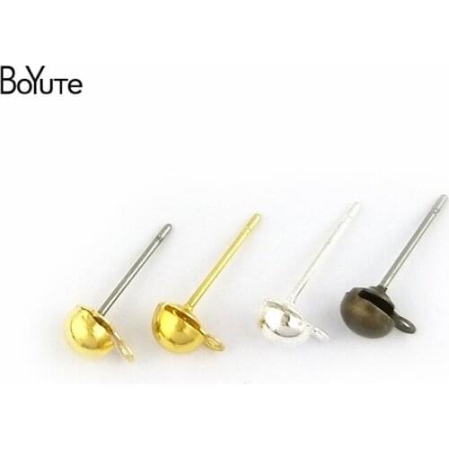 BoYuTe 200Pcs Metal Brass 5*12MM Stud Earring Parts Accessories Diy Pin Earrings Jewelry Findings Components