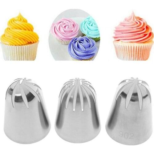 3pcs/Set Large Cake Cream Nozzles Icing Piping Pastry Tips Stainless Steel Cupcake Russian Pastry Cream Tools Bakeware