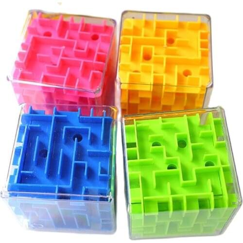 3D Maze Magic Cube Transparent Six-sided Puzzle Speed Cube Rolling Ball Game Cubos Maze Toys for Children Educational