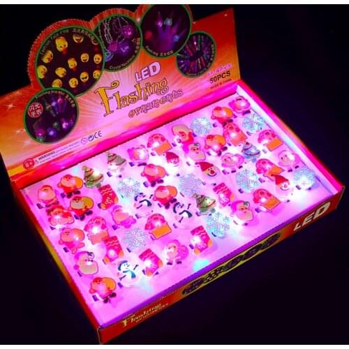 50pcs Glowing Ring Glitter Soft Rubber Ring Christmas Toy Fun Party KTV Supplies