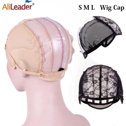 Alileader Cheap Adjustable Wig Caps S/M/L 1Pcs Base Cap Black Weaving Wig Tool Glueless Lace Wig Caps Weave Cap For Making A Wig