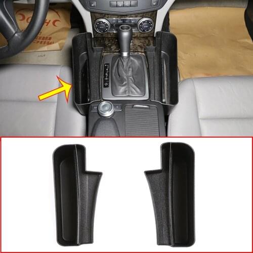 Car Central Console Black Storage Box Phone Holder Side Storage Box For Mercedes Benz C Class W204 2008-2014 Accessories