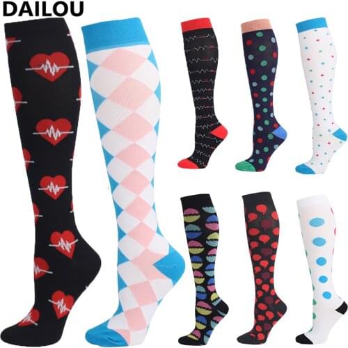 Running Men Women Socks Compression Socks Outdoor Cycling Sports Fit Unisex Pressure Stockings Pink Happy Socks Foot Warmers
