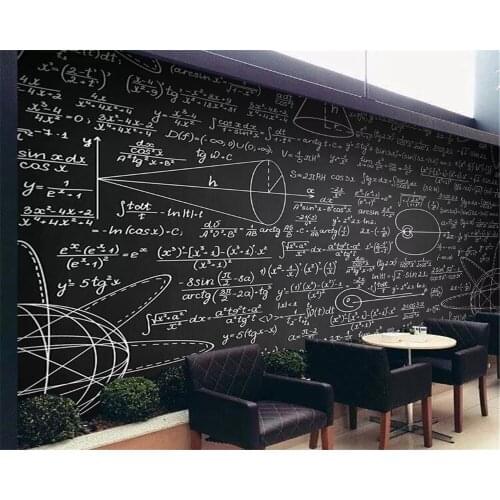 Beibehang Custom wallpaper 3D stereo personality handwriting blackboard math formula living room mural hotel KTV background