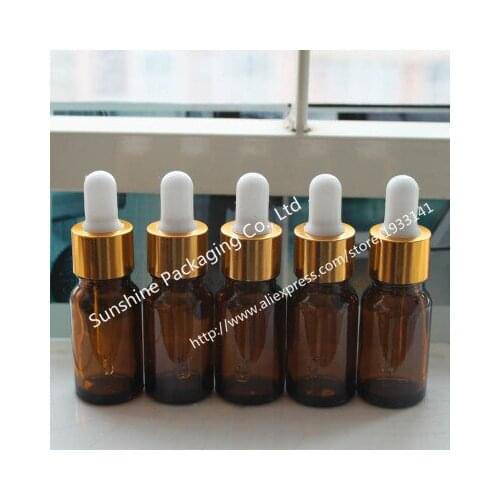 Free shipping 500pcs 5ml Amber Glass Essential Oil Bottle With Dropper 5ml Glass Dropper Vial Container
