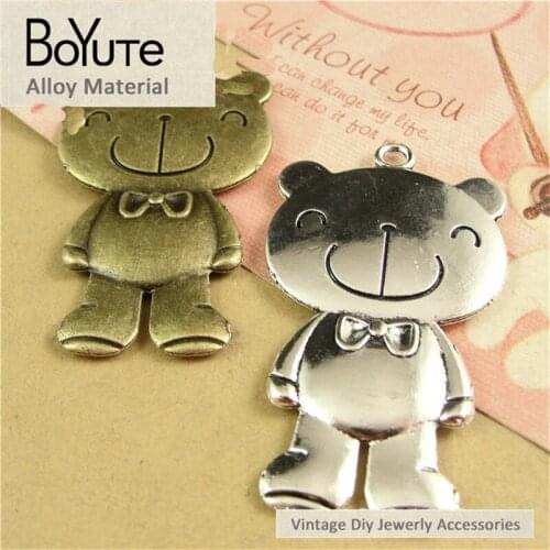 BoYuTe (10 Pieces/Lot) 34*61MM Vintage Sweater Chain Jewelry Accessories Alloy Antique Bronze Silver Bear Pendant Diy Hand Made