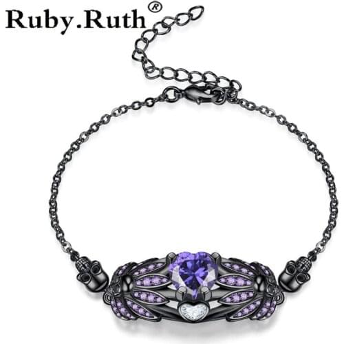 Love Heart zircon Crystal Skull Bracelet & Bangle Women Bracelet wedding Gift Dropshipping