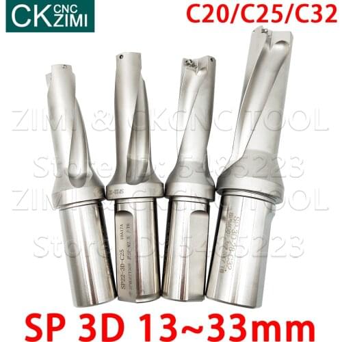 1PC 13-33mm 3D depth SP series U drill fast drill Indexable bit drilling Shallow Hole CNC Machinery Lathes for SPMG series blade