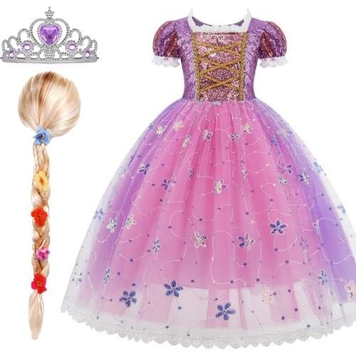 Children Rapunzel Costume Little Girl Luxury Cosplay Dress Kids New Halloween Dress Up Christmas Clothing 3 4 5 6 7 8 9 10 Years