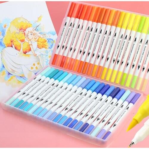 36/100Colors Double Head Watercolour Pen Art Markers Fineliner Thick Line Color Pens for Patting Drawing Sketching Coloring Book