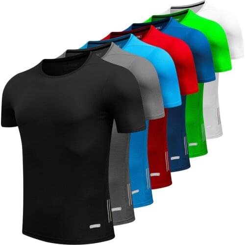 100% Polyester Running T-Shirts Fitness Training Tights Football Shirts Sports Shirt Male Compression Gym Sports Clothing