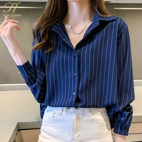 Блузки в полоску H Han Queen China At AliExpress