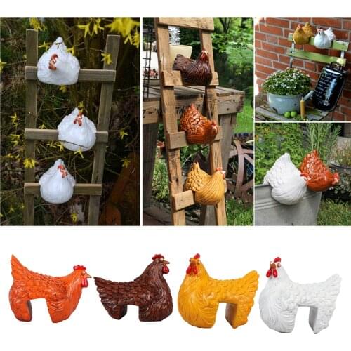 Hen Chicken Polyresin Sculpture Ornament Ladder Hand Painted Farm Animals