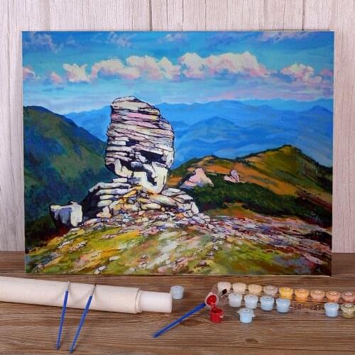 Landscape Stones Painting By Numbers Set Acrylic Paints 50*70 Painting On Canvas Handmade Children Drawing