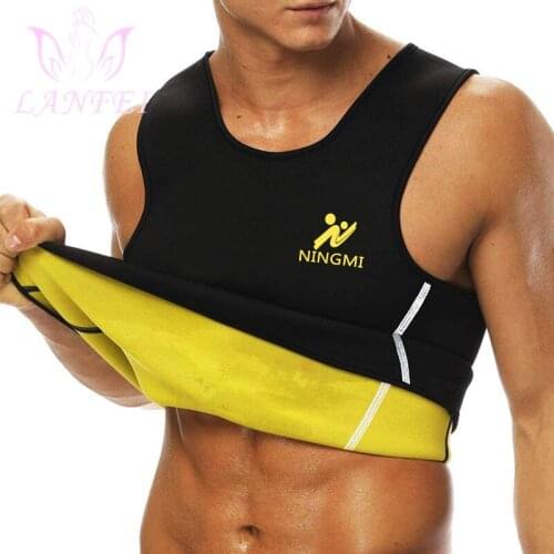 LANFEI Men Hot Sweat Body Shaper Tummy Control Tank Top Waist Trainer Slimming Vest Weight Loss Shapewear Neoprene Shirt No Zip