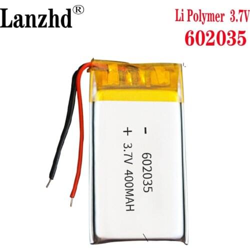 Lithium Battery 3.7V 400mAh 602035 li ion polymer Rechargeable Battery 602035 For DVR GPS Car Tachograph Bluetooth headphone