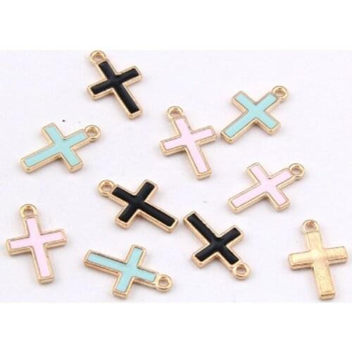 Jewelry supplies zamak material cross Shape plated Gold pendant charm wholesale jewelry lots Diy jewelry making accessories