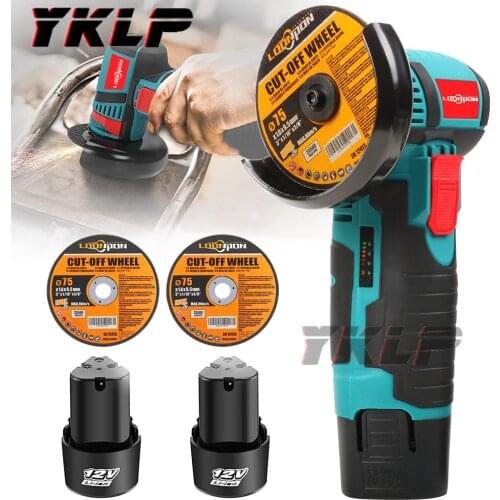 Mini 12 Volt. Brushless Cordless Angle Grinder Mini Cutter With Saw Bladeand One Battery 1 Lithium Battery