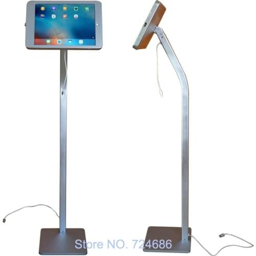 For iPad pro 12.9" floor stand support secure display lock kiosk security holder with anti-theft locking enclosure