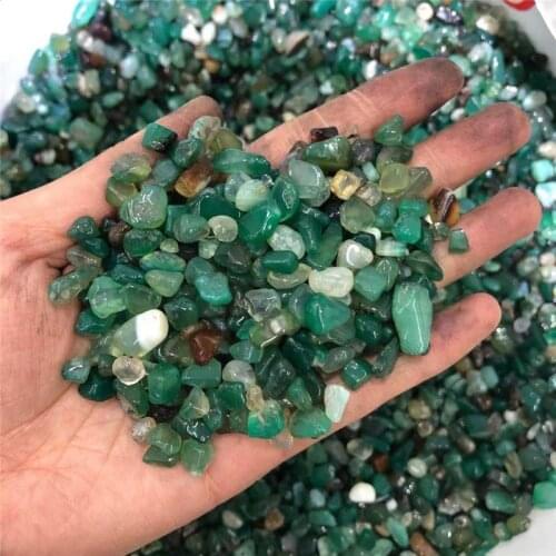 Natural bulk gravel green agate chips crystals healing stone for garden decoration