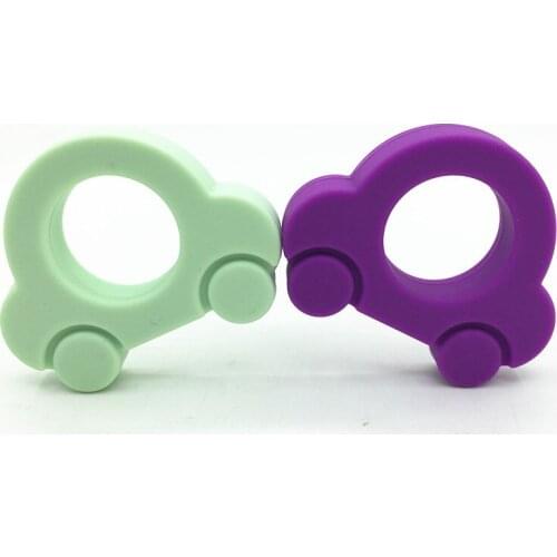NEW! 50pcs/lot Mix colors Silicone mini Car Pendant DIY Teether Toy Teething Necklace Baby chew Toy Eco-friendly Sensory Teeths