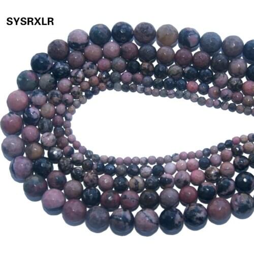Wholesale Faceted Natural Stone Black Lace Rhodonite Beads For Jewelry Making DIY Bracelet Necklace Material 4/6/8/10/12 MM