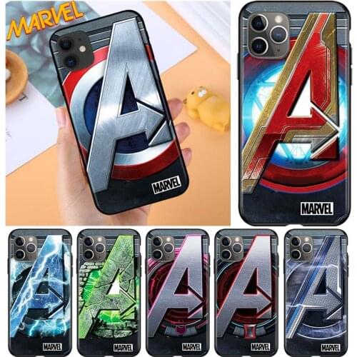 Marvel logo for Apple iPhone 12 Pro Max Mini 11 Pro XS Max X XR 6S 6 7 8 Plus 5S SE2020 Soft Black Phone Case