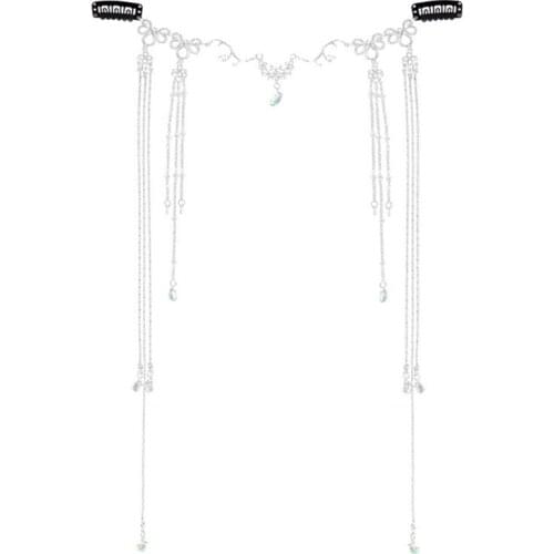 Wedding Bridal Jewelry Headpiece Antler Crystal Drop Tassels Forehead Head Chain