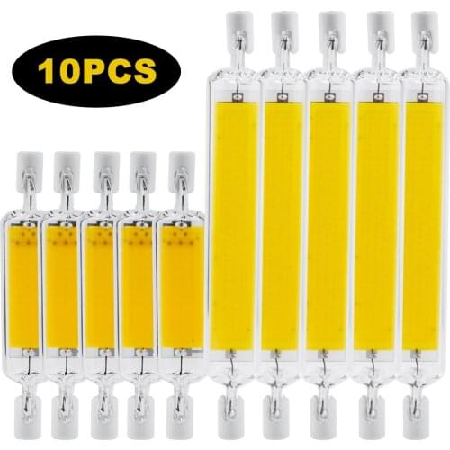 10Pcs Dimmable R7S LED COB Light Bulbs Glass Tube Floodlight 78mm 118mm 12W 25W Cool/Warm White 220V 110V Replace Halogen Lamp
