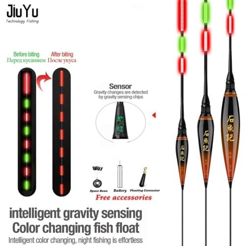 Smart Fishing Float Bite Alarm Fish Bite Bait LED Light Color Change Automatic Night Electronic Buoy Strike Intelligent CR425