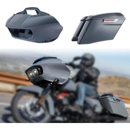 Motorcycle Gunship Gray Inner & Outer Fairing Saddlebags For Harley Touring Road Glide FLTRX CVO 2015-2020 2016 2017 2018 2019