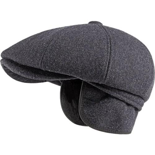 Fibonacci 2020 New Nylon Wool Newsboy Caps for Men Eight Panel Patchwork Middle Old Aged Beckham Flat Top Ivy French Beret Hats