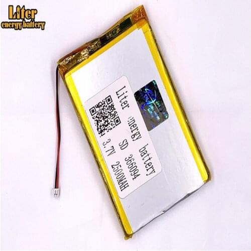 1.5MM 2pin connector 366094 2500mah 3.7V Li-ion Polymer Battery Rechargeable For e-books GPS PDA
